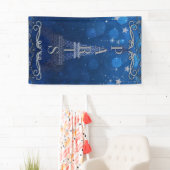 Banderoles Nuit à Paris sous les étoiles Blue Silver Party (En situation)