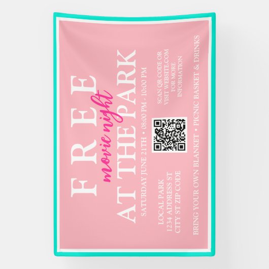 Banderoles Nuits de cinéma au parc | Événement d'été personna (Verticale)