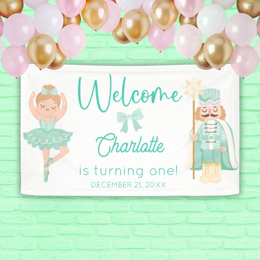 Banderoles Nutcracker Ballerina Mint Birthday Welcome