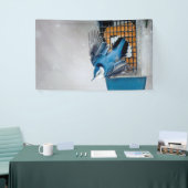 Banderoles Nuthatch à poitrine blanche en neige - Photo origi (Salon professionnel)