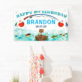 Banderoles O-fish-ally pêche thème 2e anniversaire toile de f (En situation)