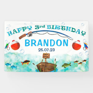 Banderoles O-fish-ally pêche thème 3ème anniversaire toile de