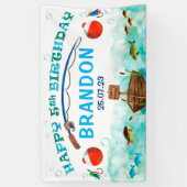 Banderoles O-fish-ally pêche thème 5e anniversaire toile de f (Vertical)