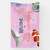 Banderoles Ocean Animals Filles Rose Anniversaire Bienvenue (Verticale)