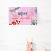 Banderoles Ocean Animals Filles Rose Anniversaire Bienvenue (Insitu)