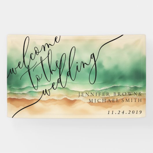 Banderoles Ocean Beach Summer Party Bienvenue mer (Horizontal)