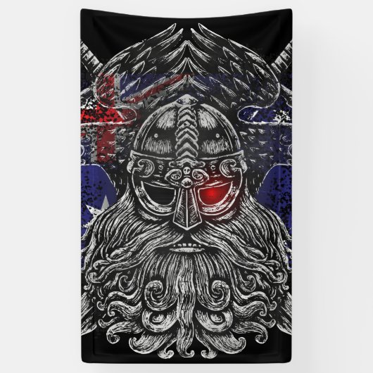 Banderoles Odin ravens épées Viking Mythologie drapeau austra (Vertical)
