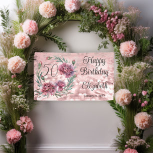 Banderoles Œillets roses élégants pour 50e anniversaire