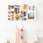 Banderoles OEUVRES D'Anniversaire À # ANNÉES Black Gold 18 Ph (En situation)