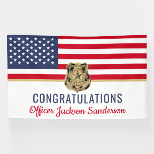 Banderoles Officier de police Retraite militaire drapeau amér