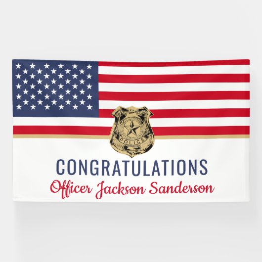 Banderoles Officier de police Retraite militaire drapeau amér (Horizontal)