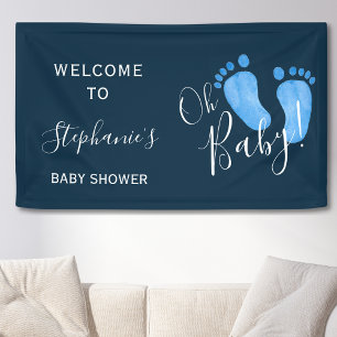 Banderoles Oh Baby Baby Feet Navy Blue Baby shower Bienvenue
