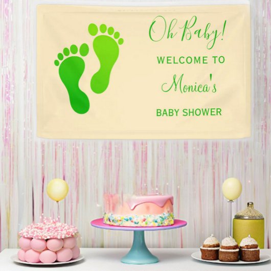 Banderoles Oh Baby Green Baby shower d'accueil