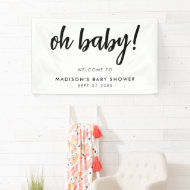 Banderoles Oh Baby Moderne Elégant Baby shower noir et blanc