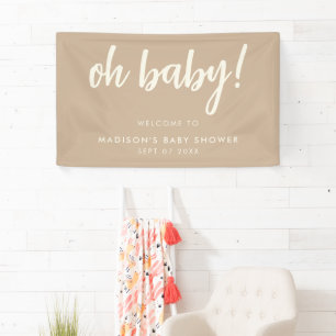 Banderoles Oh Baby Moderne Élégant Baby shower Tan