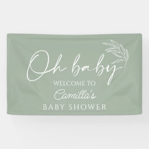 Banderoles Oh Baby Sage Green Baby shower neutre Bienvenue