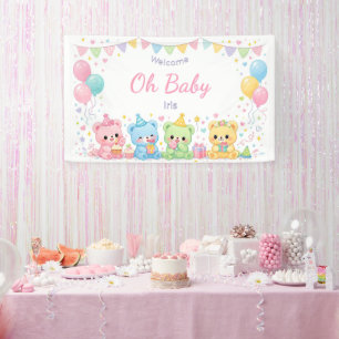 Banderoles Oh Bébé Oursons Pastel Mignons Fête de Naissance F