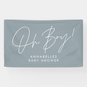 Banderoles oh Boy baby shower script moderne bébé bleu élégan