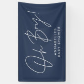 Banderoles oh Boy baby shower script moderne marine bleu élég (Vertical)
