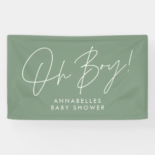 Banderoles oh Boy baby shower script moderne sauge vert chic