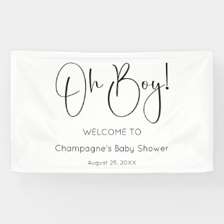 Banderoles Oh Boy Modern Script Baby shower