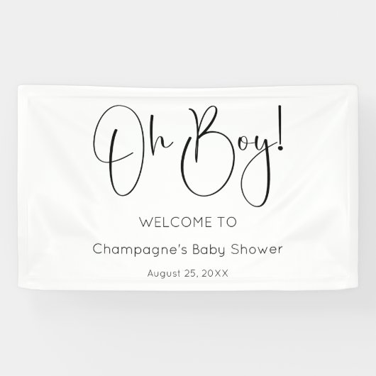 Banderoles Oh Boy Modern Script Baby shower (Horizontal)