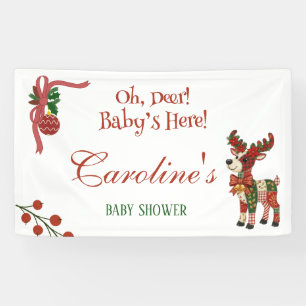Banderoles Oh, Cerf ! Bébé est arrivé ! – Baby Shower de Noël