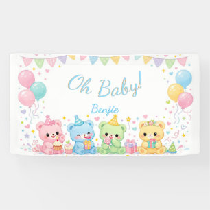 Banderoles Oh Garçon Mignon Lapin Pastel Shower de Bébé