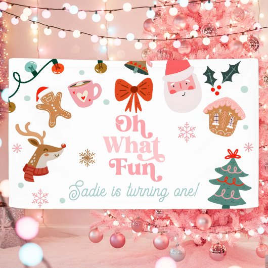 Banderoles Oh What Fun Christmas Party Fille 1er anniversaire