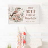 Banderoles Oiseau Brown 80e anniversaire heureux (En situation)