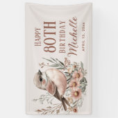 Banderoles Oiseau Brown 80e anniversaire heureux (Vertical)