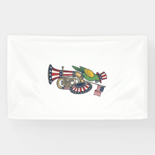 Banderoles Oiseau patriotique gravure vintage musique chemise