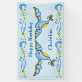 Banderoles Oiseaux bleus fleuris d'imaginaire de vol de (Vertical)