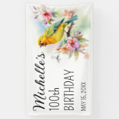 Banderoles Oiseaux vintages Canaries Fleurs 100e anniversaire (Vertical)