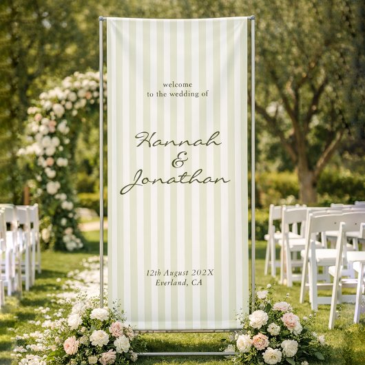 Banderoles Olive Green Stripe Wedding