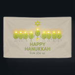 Banderoles Olive Hanoukka Menorah<br><div class="desc">Un groupe d'olives amusantes se réunissent pour une séance photo et forment une menorah pour envoyer un salut Happy Hanoukka.</div>