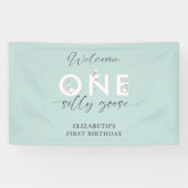 Banderoles One Silly Goose 1er Anniversaire Mignonne Bienvenu (Horizontal)