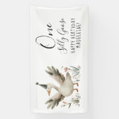 Banderoles One Silly Goose 1er anniversaire mignonne Watercol (Verticale)