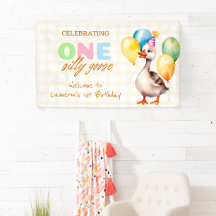 Banderoles One Silly Goose 1st Birthday Boy Girl Welcome