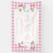 Banderoles One Silly Goose Pink 1er Anniversaire Bienvenue (Vertical)