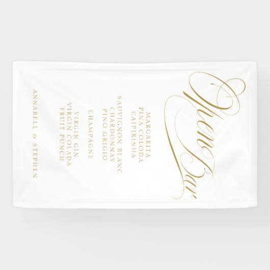 Banderoles Open Bar ! Moderne, Calligraphie, Blanc (Horizontal)