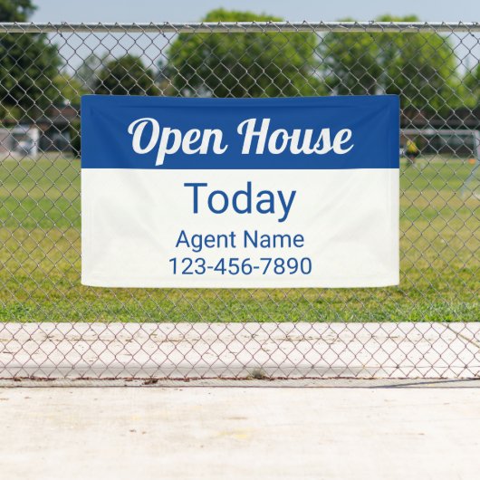 Banderoles Open House Today Blue and White Agent Name Number (En situation)