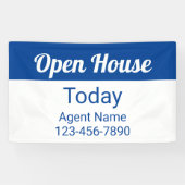 Banderoles Open House Today Blue and White Agent Name Number (Horizontal)