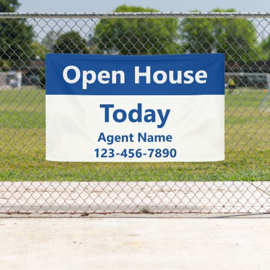 Banderoles Open House Today Blue White Real Estate Agent Name (En situation)
