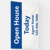 Banderoles Open House Today Blue White Real Estate Agent Name (Vertical)