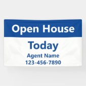 Banderoles Open House Today Blue White Real Estate Agent Name (Horizontal)