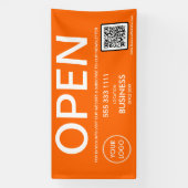 Banderoles OPEN Modern Orange Business Logo Code QR (Verticale)