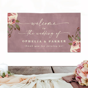 Banderoles Ophelia Cottagecore Mariage de Bienvenue Rose Pous