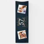 Banderoles Or bleu moderne anniversaire simple élégant (Vertical)