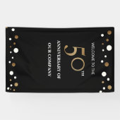 Banderoles Or et anniversaire de noir cinquantième (Horizontal)